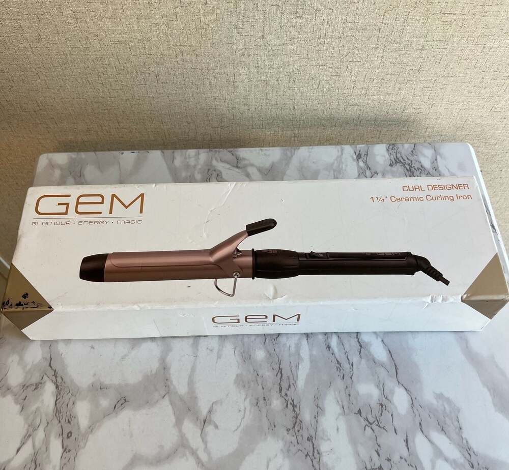 GEM Curl Designer 1-1/4" Ceramic Hair Styling Iron Wand HT21332 Gold